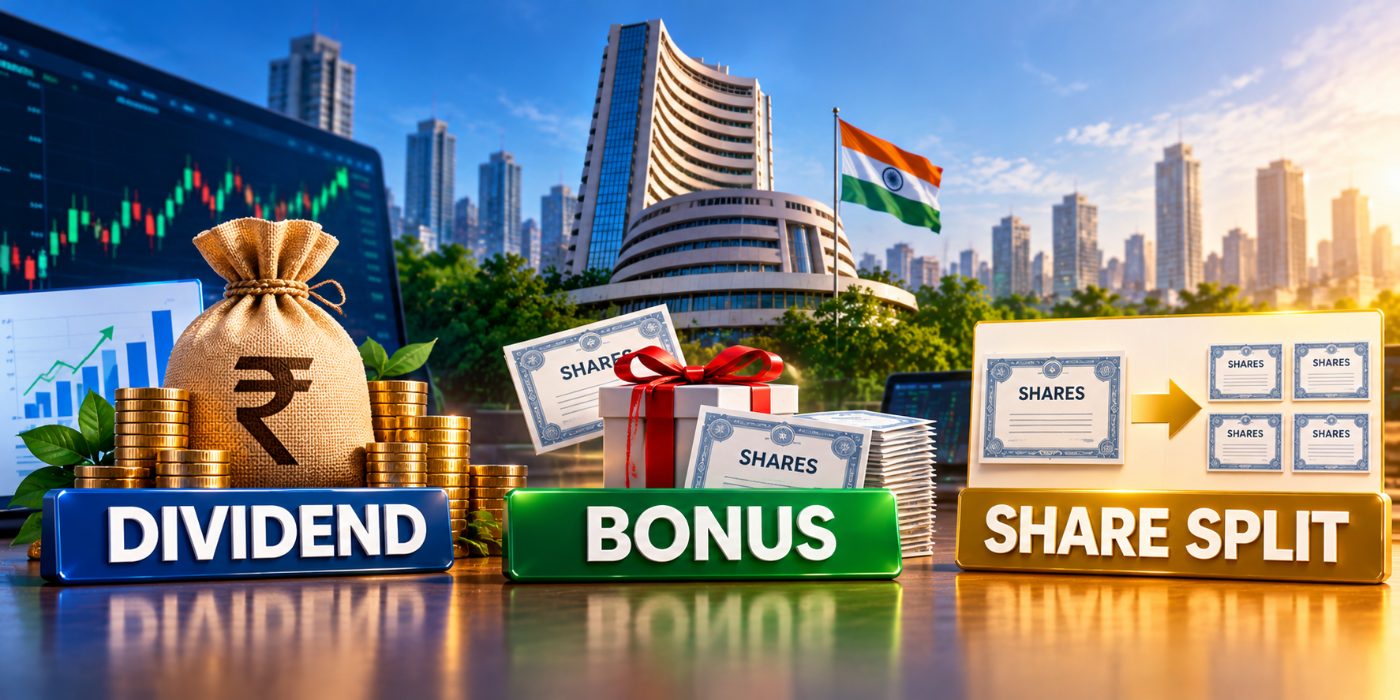 corporate actions, dividend, bonus shares, stock split, buyback, rights issue