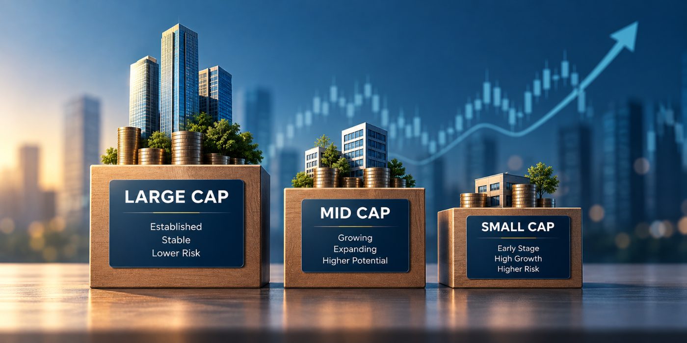 market capitalisation, large cap, mid cap, small cap, AMFI, beginners